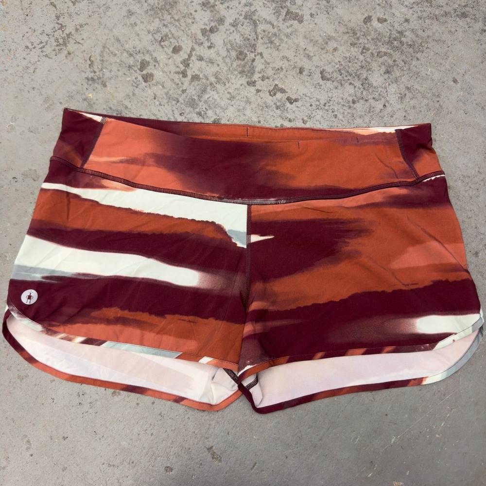 Smartwool Active Lined Shorts Womens Large Abstract Stripe Merino Blend Running